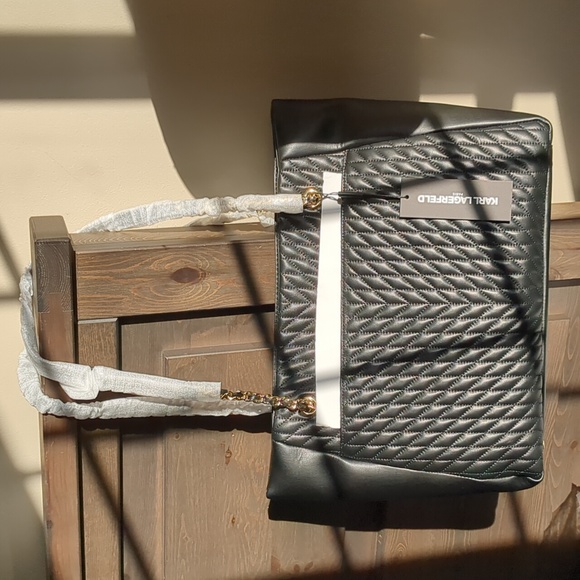 NWT Karl Lagerfeld Paris Large Lambskin Agyness Leather Tote purse bag - Picture 4 of 17